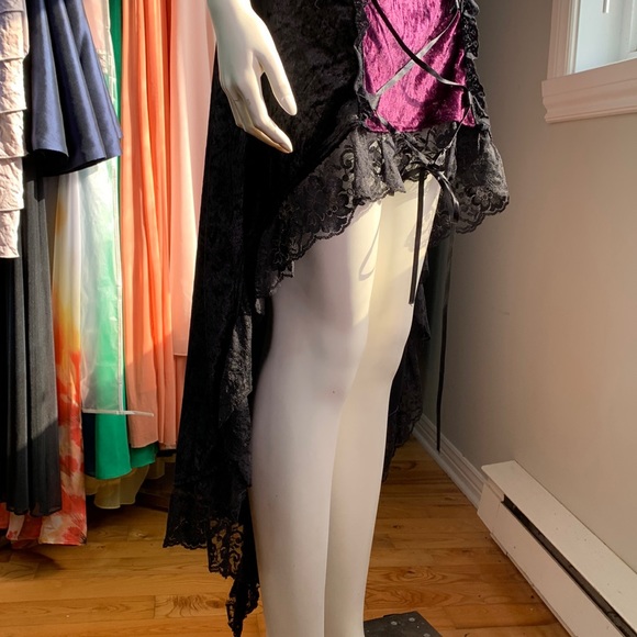 Set Top Skirt Dress Velvet GOTHIC Punk Lace Corset Halloween Small - Picture 4 of 12